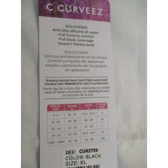 Curveez Womens Sz XL Sig Control High Waist Brief Black CUR3739 Seamless Firm - Picture 5 of 10